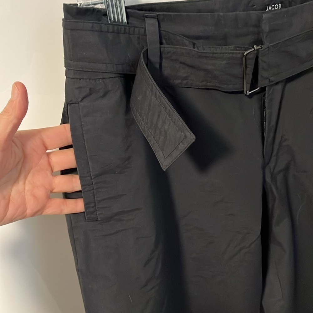 JACOB Wide Leg Capri Technical Pant Cotton Nylon Belted Like New, Size 7/8